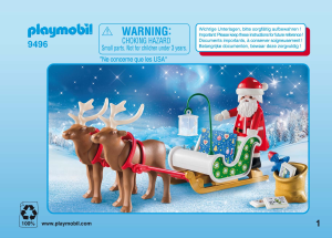 Manual Playmobil set 9496 Christmas Trenó do pai natal com rena