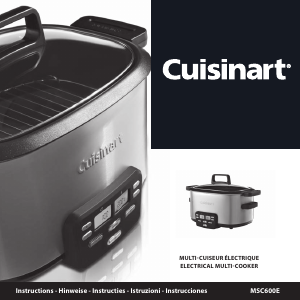 Manual Cuisinart MSC600E Multi Cooker