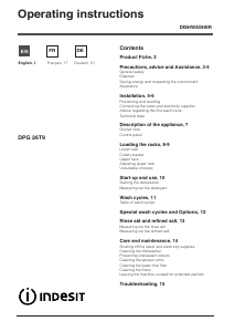 Mode d’emploi Indesit DPG 26T9 Lave-vaisselle