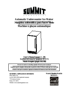 Manual de uso Summit BIM44G Máquina de hacer hielo