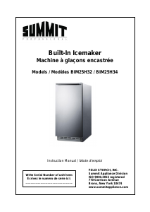 Mode d’emploi Summit BIM25H34 Machine à glaçons