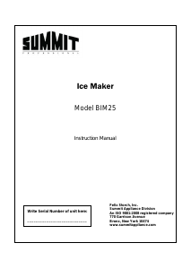 Handleiding Summit BIM25 IJsblokjesmachine