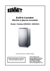 Mode d’emploi Summit BIM25H32 Machine à glaçons