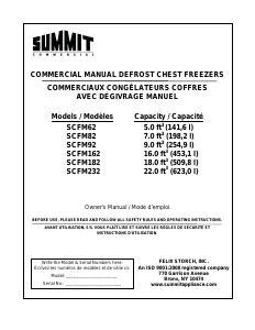 Handleiding Summit SCFM182 Vriezer