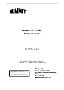 Manual Summit SCFF1842SS Freezer