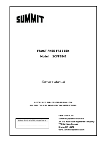 Manual Summit SCFF1842KS Freezer