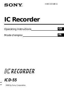 Mode d’emploi Sony ICD-55 Enregistreur numérique