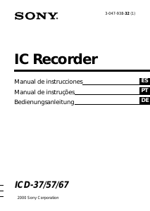 Bedienungsanleitung Sony ICD-37 Diktiergerät