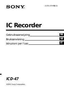 Handleiding Sony ICD-47 Audiorecorder