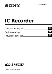 Handleiding Sony ICD-67 Audiorecorder