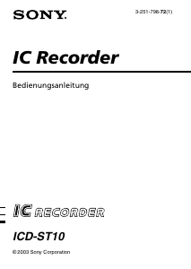 Bedienungsanleitung Sony ICD-ST10 Diktiergerät