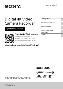 Manual Sony FDR-AX700 Camcorder