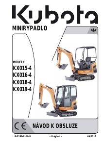 Manuál Kubota KX019-4 Bagr