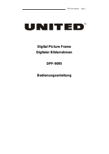 Bedienungsanleitung United DPF-9095 Digitaler bilderrahmen