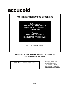 Manual Accucold VT65MLBIVAC Freezer