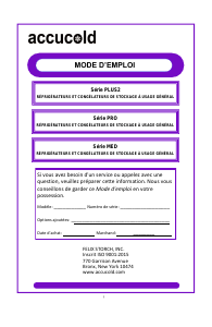 Mode d’emploi Accucold VT65ML7PLUS2 Congélateur