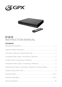 Handleiding GPX D1816 DVD speler