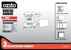 Manual Ozito QSS-1000 Orbital Sander