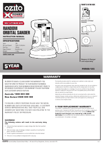 Manual Ozito PXROS-125 Orbital Sander