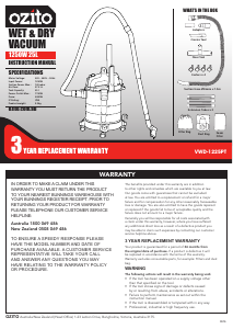 Manual Ozito VWD-1225PT Vacuum Cleaner