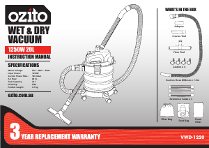 Manual Ozito VWD-1220 Vacuum Cleaner