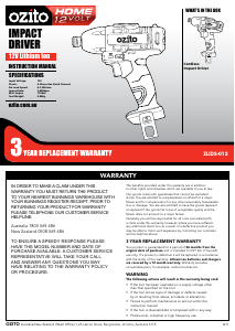 Manual Ozito ZLIDS-012 Impact Wrench