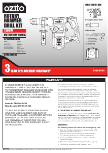 Manual Ozito RHD-6100 Rotary Hammer