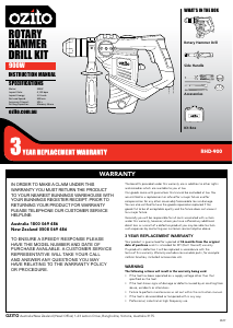 Manual Ozito RHD-900 Rotary Hammer