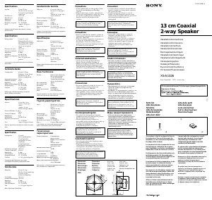 Manuale Sony XS-A1326 Altoparlante per auto