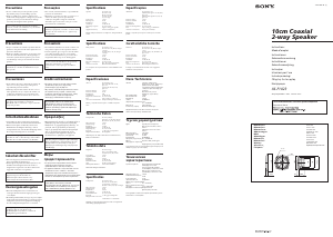 Manuale Sony XS-F1023 Altoparlante per auto