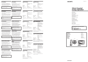 Manuale Sony XS-F1031 Altoparlante per auto