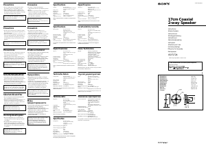 Manuale Sony XS-F1724 Altoparlante per auto