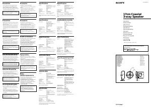 Руководство Sony XS-F1734 Автомобильный динамик