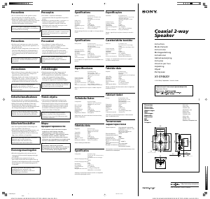 Manuale Sony XS-GF4620I Altoparlante per auto