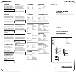 Manuale Sony XS-GF5720I Altoparlante per auto
