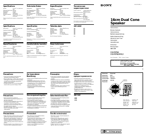 Mode d’emploi Sony XS-MP61MK2 Haut-parleur voiture