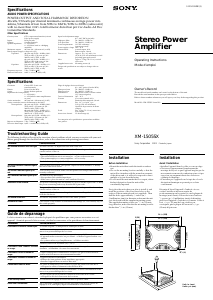 Mode d’emploi Sony XM-1505SX Amplificateur de voiture