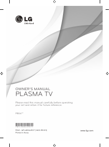 Mode d’emploi LG 50PB560U Téléviseur plasma