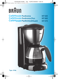 Bruksanvisning Braun KF 560 CafeHouse Kaffemaskin