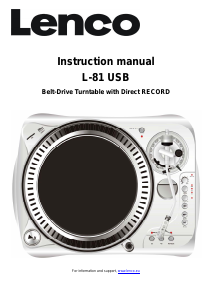 Manual de uso Lenco L-81 USB Giradiscos