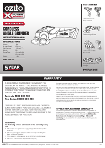 Manual Ozito PX5PAK-005 Angle Grinder