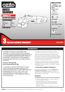 Manual Ozito AGS-4050 Angle Grinder