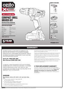 Manual Ozito PXDDK-070 Drill-Driver