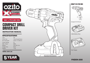 Manual Ozito PXDDK-200 Drill-Driver