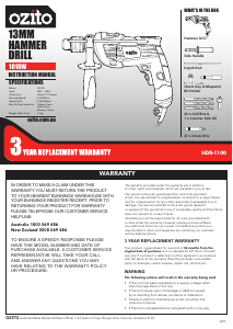 Manual Ozito HDR-1100 Impact Drill
