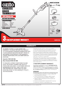 Manual Ozito OGT-018 Grass Trimmer