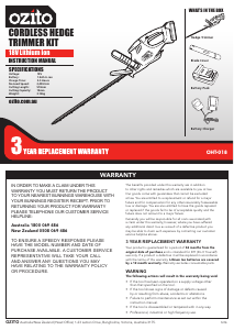 Manual Ozito OHT-018 Hedgecutter