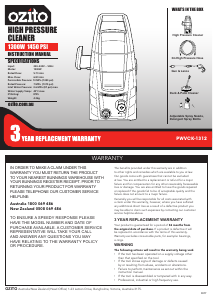 Manual Ozito PWVCK-1312 Pressure Washer