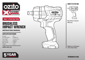 Manual Ozito PXBWS-340 Impact Wrench