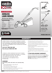 Manual Ozito PXCBLTLMC-218 Lawn Mower